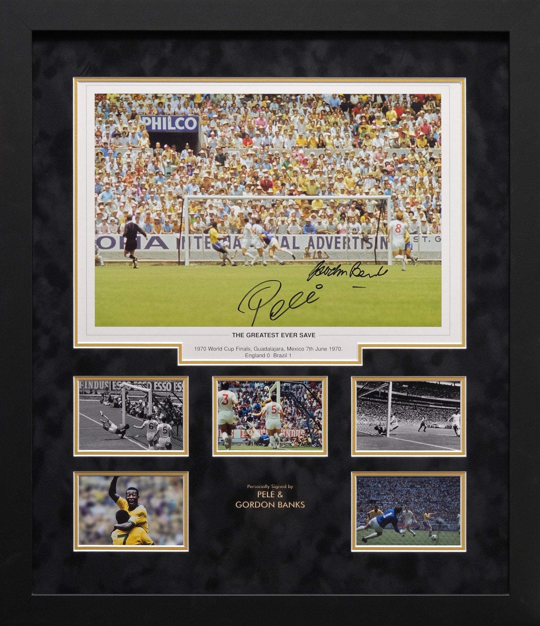 Pele and Banks signed Photograph Framed Display - Memorabilia Framers Shop